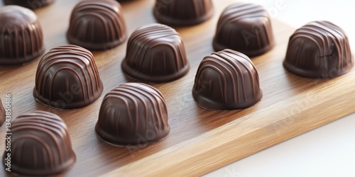 Close up of chocolates on wooden board