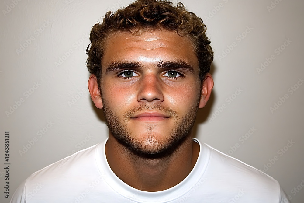 Obraz premium A Young Man Poses Looking Directly Towards The Camera