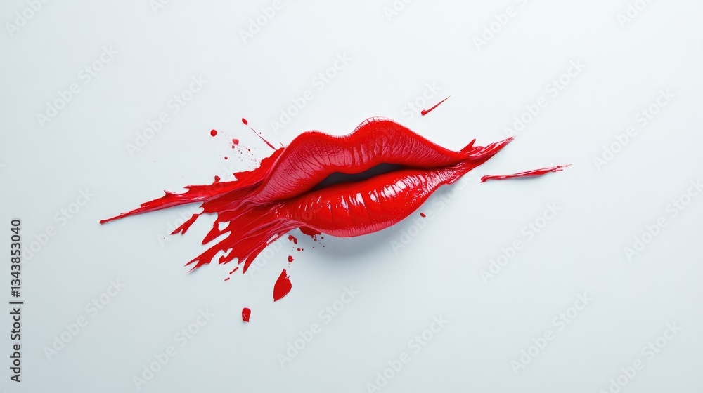 Red lips, paint splash art Red lips, paint splash art