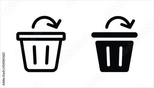 File Delete with Arrow Icon - Trash Bin Recycle Vector.