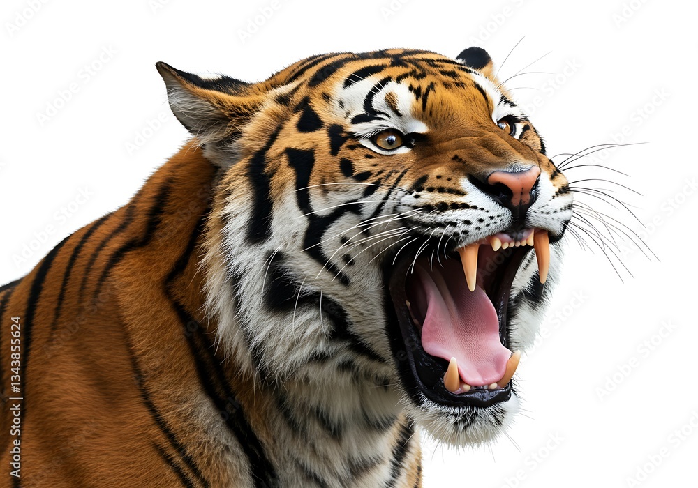 Fototapeta premium Close-up of a Bengal Tiger with Open Jaw. Generative Ai