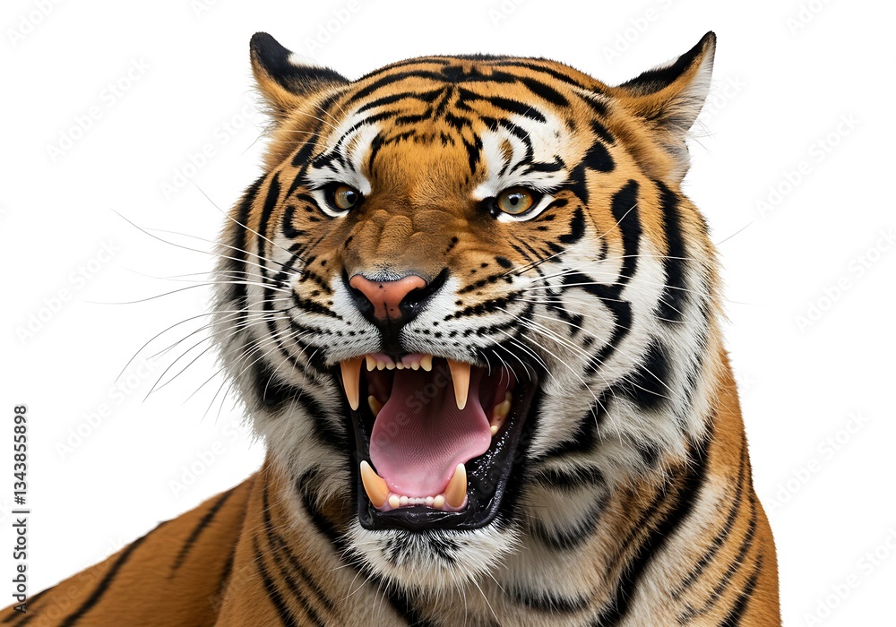 Fototapeta premium Close-up of a Bengal Tiger with Open Jaw. Generative Ai