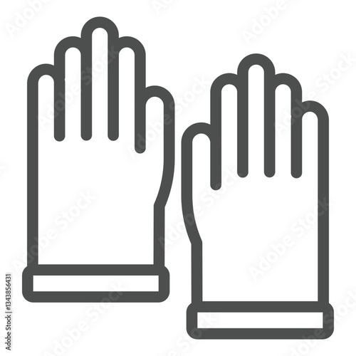 Hand protective gloves line icon, housework concept. Vector graphics. Gloves pair sign on white background, outline style icon for mobile or web design.