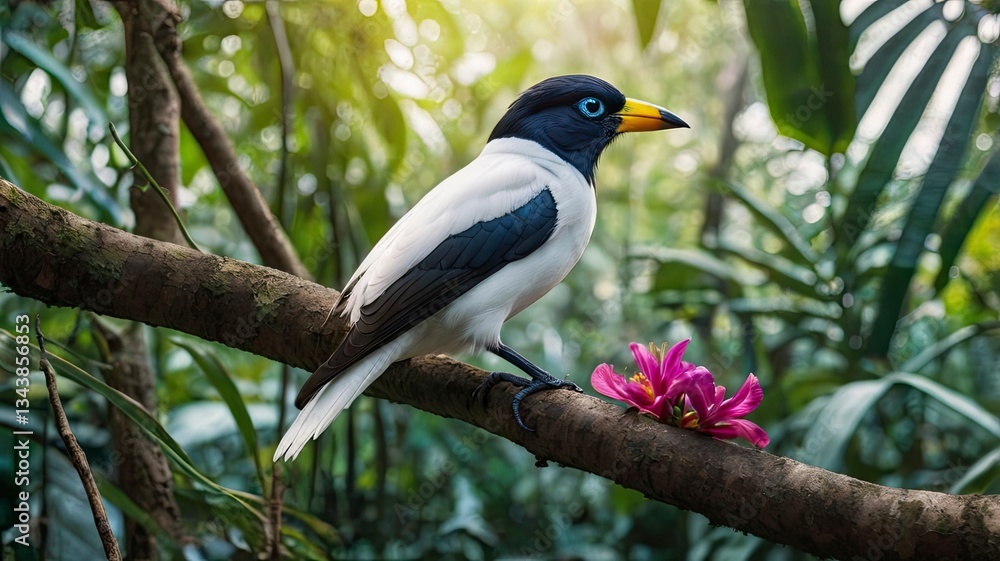 Fototapeta premium The Bali Myna in Its Tropical Paradise