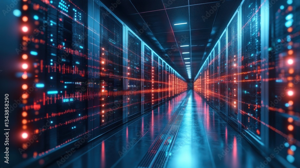 custom made wallpaper toronto digitalA long hallway with many computer servers