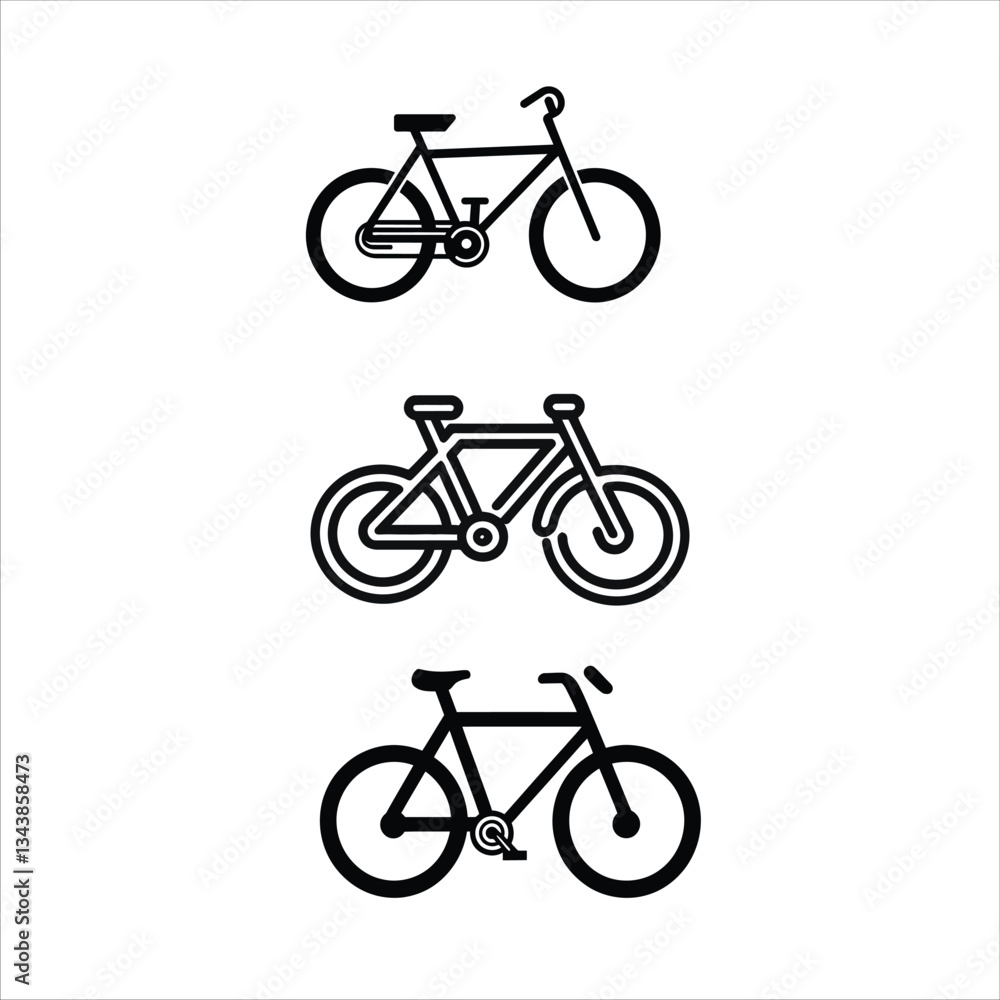 Vector logo bicycle, bicycle icon, Esport vector logo three set bicycles with varying designs on white background, minimalistic bicycle graphic design Vector logo bicycle, bicycle icon, Esport vector logo three set bicycles with varying designs on white background, minimalistic bicycle graphic design