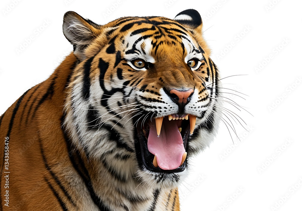 Fototapeta premium Close-up of a Bengal Tiger with Open Jaw. Generative Ai