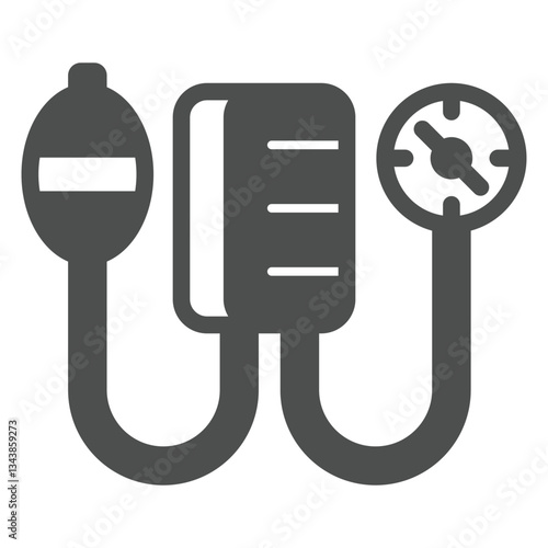 Blood pressure monitor solid icon, medical equipment concept. Vector graphics. Medical heartbeat pulse tonometer sign on white background, glyph style icon for mobile or web design.