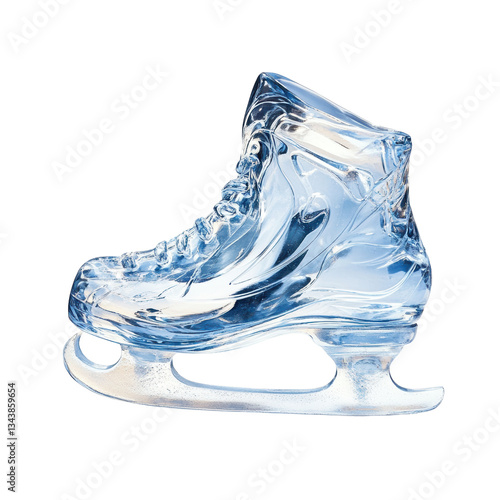 Elegant Crystal Ice Skate Sculpture with Transparent Background