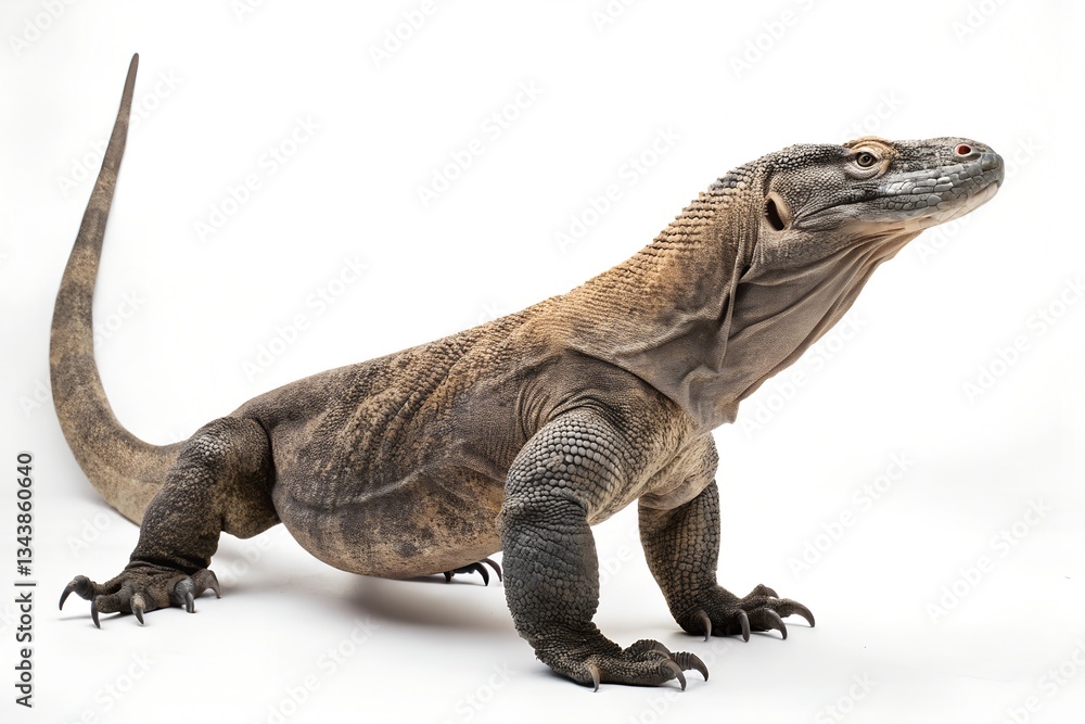Obraz premium komodo dragon on white background wildlife reptile