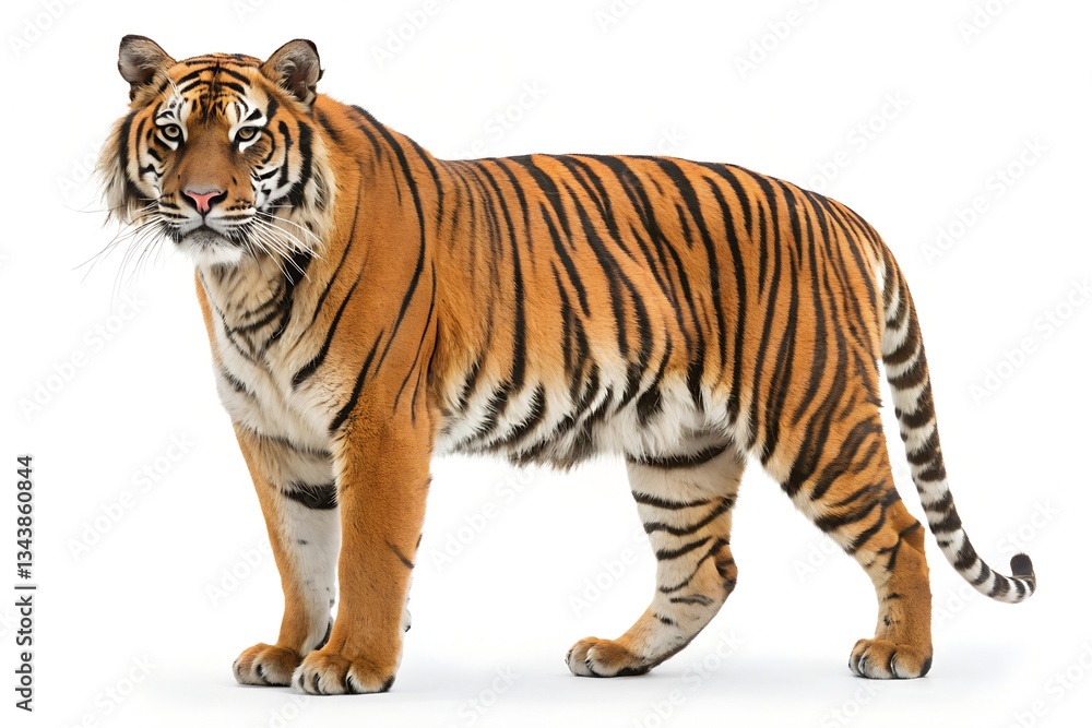 Obraz premium malayan tiger illustration on white background wild animal vecto