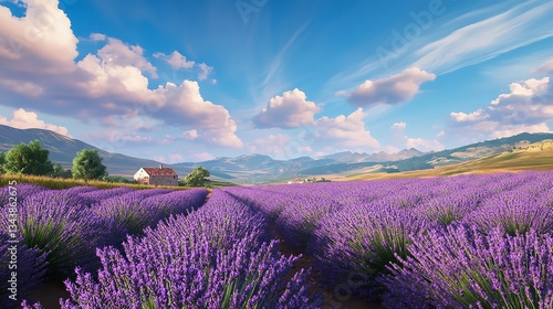 Lavender Field, sunset, Landscape.