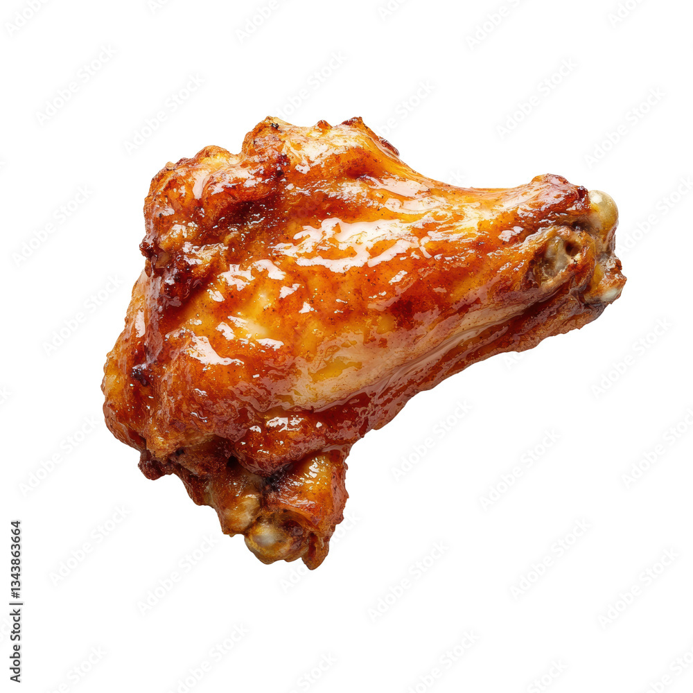 Irresistibly Crispy Barbecue Chicken Wing on a white background. Irresistibly Crispy Barbecue Chicken Wing on a white background.