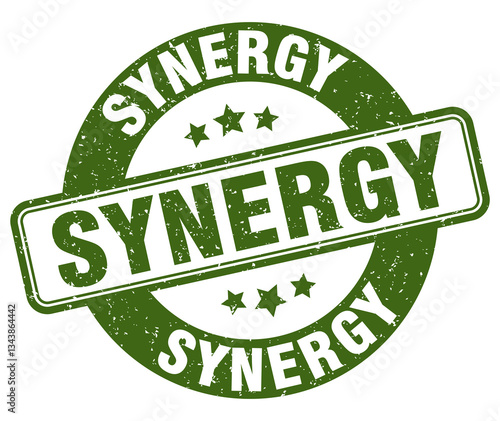 synergy stamp. synergy label. round grunge sign