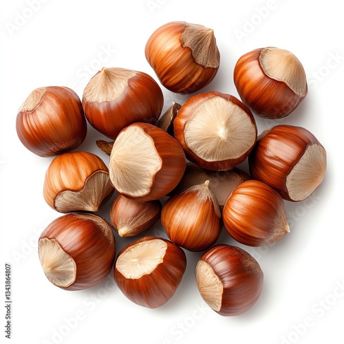 Wallpaper Mural A pile of fresh and glossy hazelnuts on a white background. Torontodigital.ca