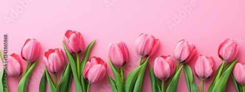 Wallpaper Mural Vibrant pink tulips on a soft pink background. Torontodigital.ca