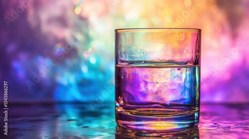 Wallpaper Mural Vibrant Glass Filled with Water Against Colorful Background Torontodigital.ca