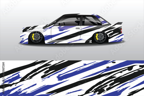 Stylized car design featuring a sleek, lowered vehicle with dynamic paint splashes on a minimalist background