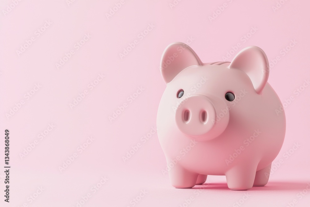 A pink piggy bank is displayed in the image, positioned to face the viewer directly, with a slot for inserting coins located on its backside, and a see-through background A pink piggy bank is displayed in the image, positioned to face the viewer directly, with a slot for inserting coins located on its backside, and a see-through background