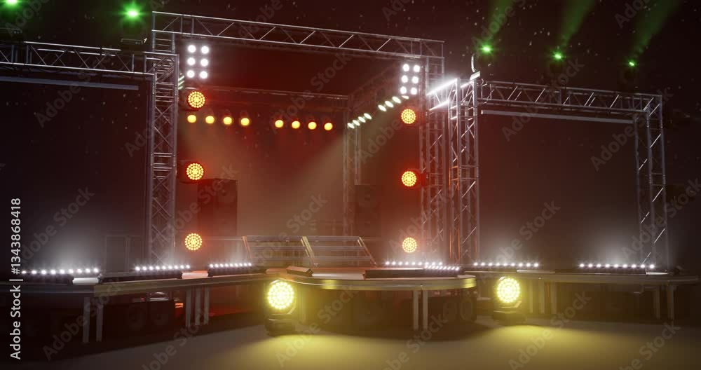 A vibrant lighting setup for an outdoor concert showcases a stage with ...