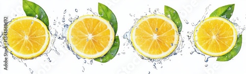 Fresh Lemon Slices with Water Splash