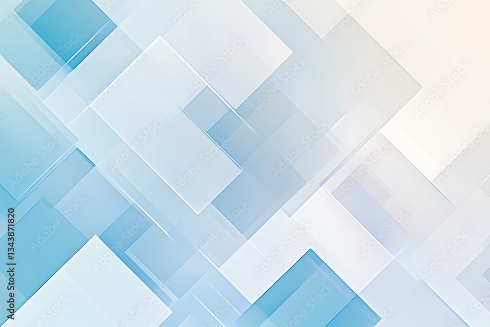 Obraz premium Modern Abstract Background with Translucent Overlapping Squares in Light Blue & White