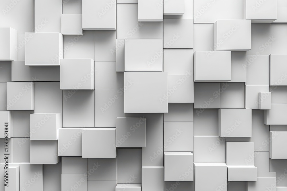 Abstract White Cube Background Texture of Three Dimensional Geometric Shapes Abstract White Cube Background Texture of Three Dimensional Geometric Shapes