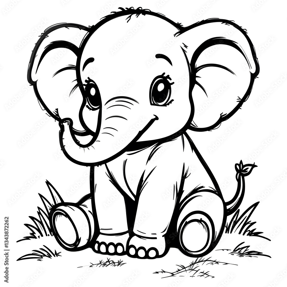 Obraz premium elephant cartoon coloring page