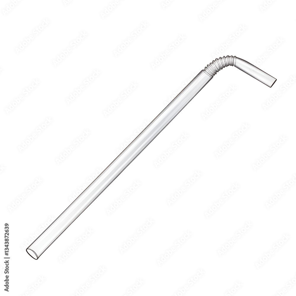 Fototapeta premium Classic Bent Straw for Refreshing Drinks on a white background.