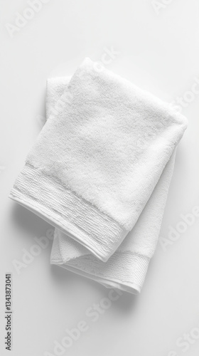 Two small rolled white hotel towels isolated on a white background.
