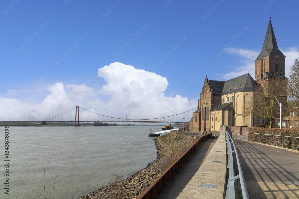 Fototapeta premium St. Martini Church and Rhine Bridge Emmerich Germany