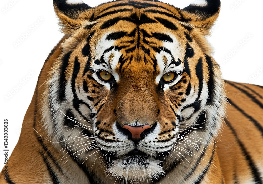 Naklejka premium Close-up of a Majestic Tiger's Face. Generative Ai