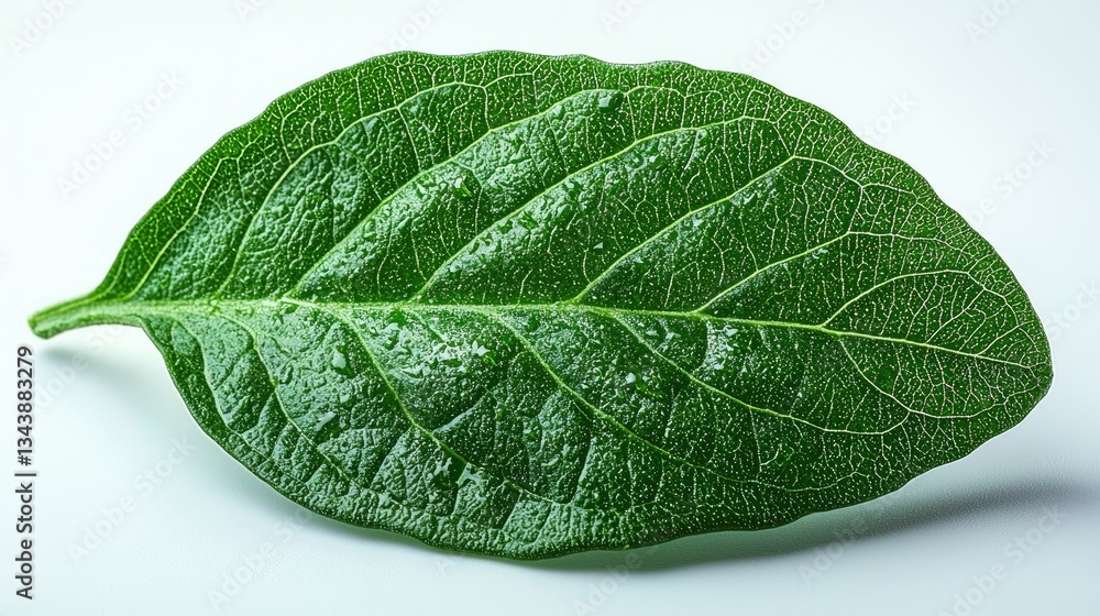 Fototapeta premium Close-up of a vibrant green leaf showcasing intricate textures and details