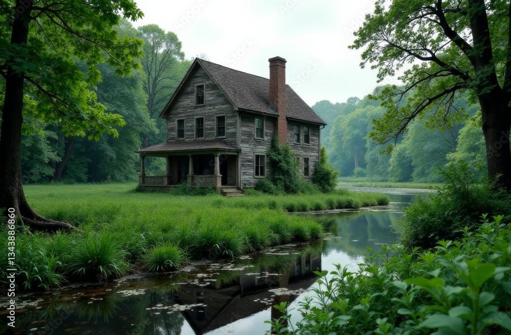 Obraz premium Old house by the river