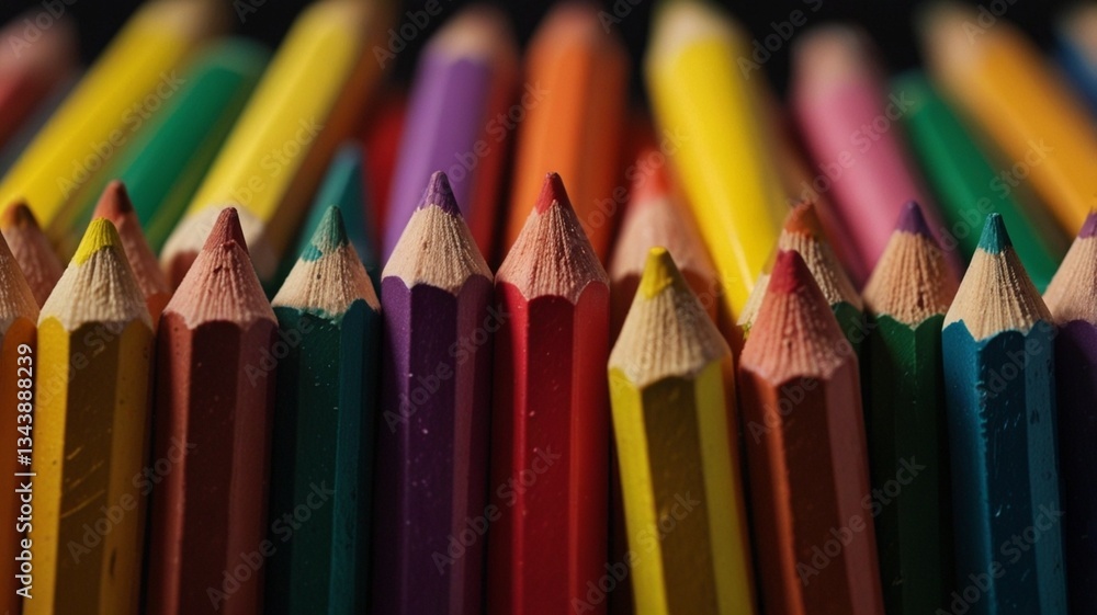 Colored pencils in a group on a white background, Generative AI Colored pencils in a group on a white background, Generative AI