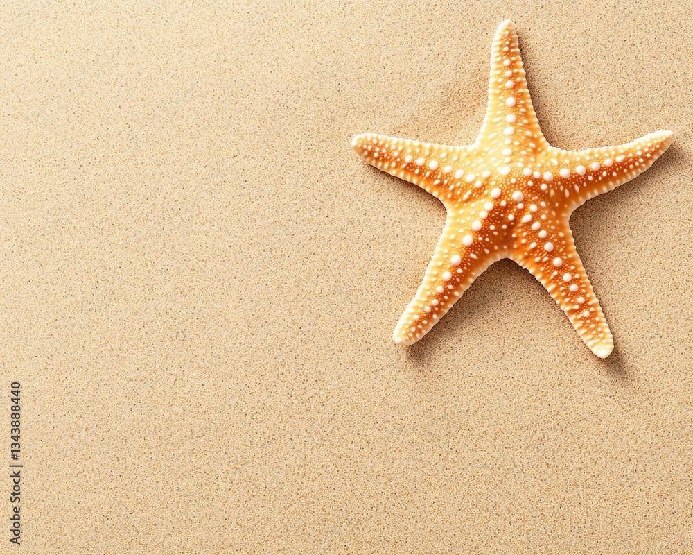 Beautiful Starfish on Sandy Beach Background with Ocean Starfish on Sand