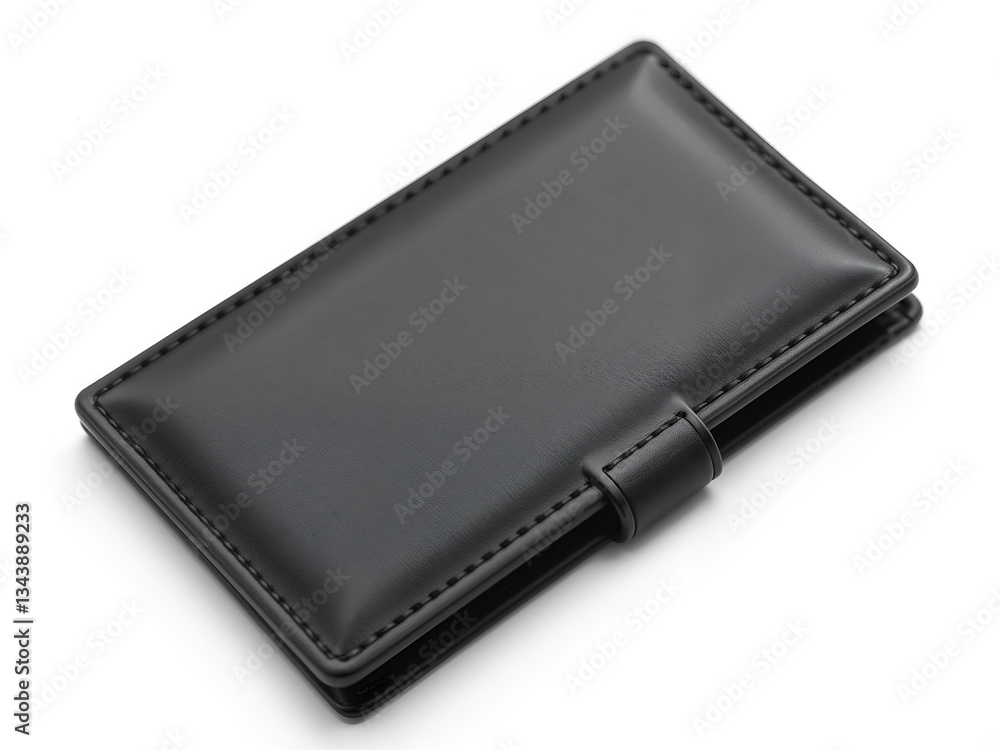 Black leather wallet on a white background, perfect for e-commerce and product photography. Generative AI Black leather wallet on a white background, perfect for e-commerce and product photography. Generative AI
