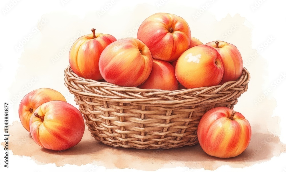 Fresh apples in a woven basket Fresh apples in a woven basket