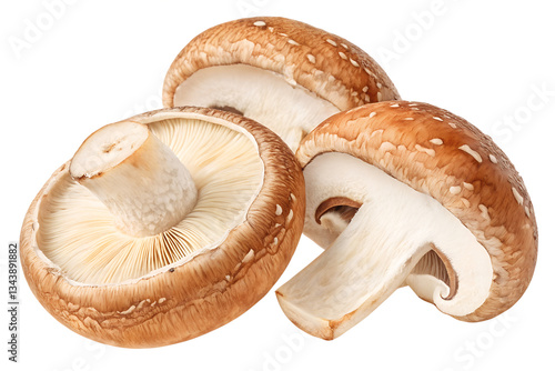 Sliced mushrooms isolated on transparent background