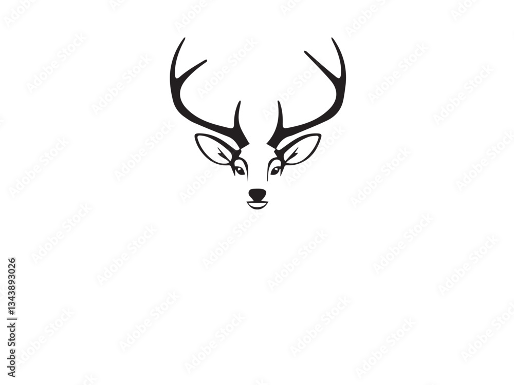 Deer head silhouette on white background. Illustration of deer head with horns. Deer logo design. Deer head silhouette on white background. Illustration of deer head with horns. Deer logo design.