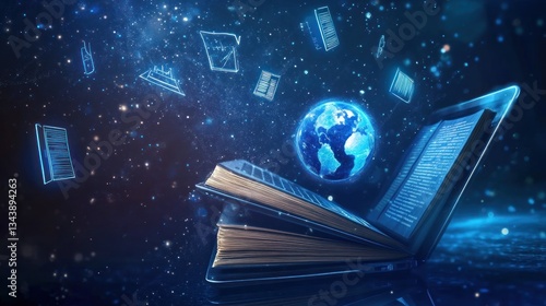 Cosmic library: Exploring universal knowledge through ethereal open book concept