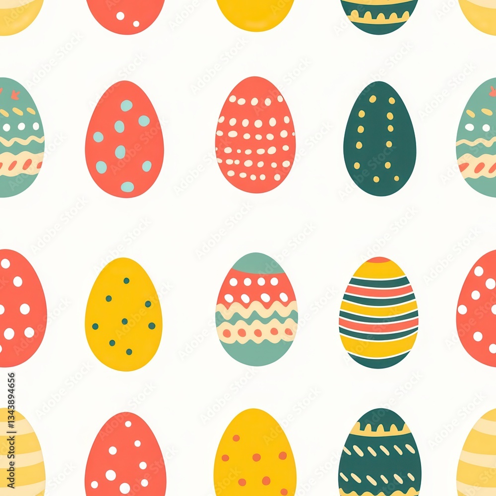 Playful Easter Egg Pattern – Colorful Holiday Illustration with Modern Minimalist Design Playful Easter Egg Pattern – Colorful Holiday Illustration with Modern Minimalist Design