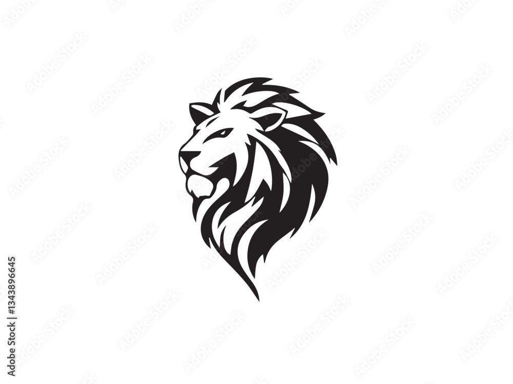 Obraz premium Lion Head Silhouette Vector Style. Monochrome Lion Head Logo. Lion silhouette vector illustration.