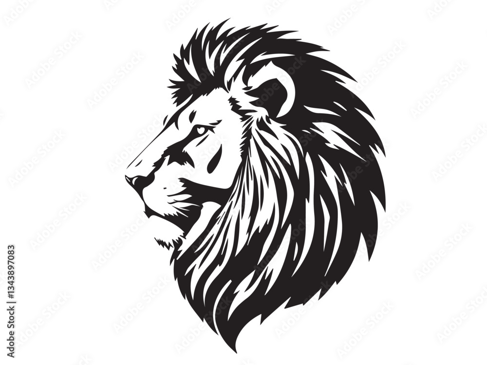 Fototapeta premium Lion Head Silhouette Vector Style. Monochrome Lion Head Logo. Lion silhouette vector illustration.