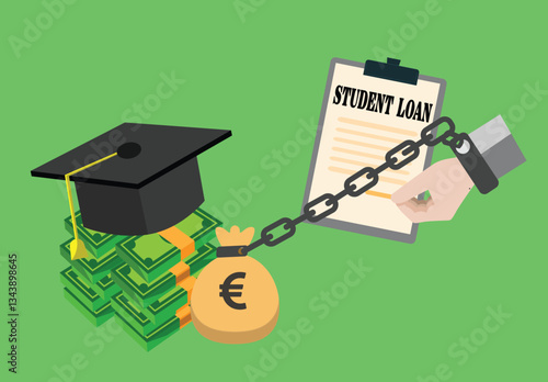 Student loan payment concept vector illustration. Education debt