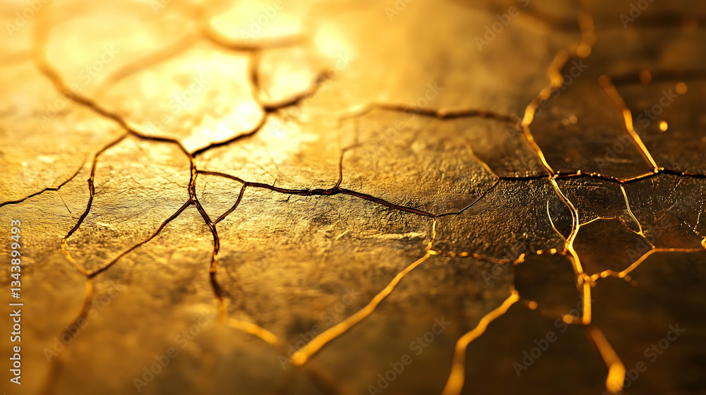 Fototapeta premium A textured golden plane with intricate surface details, catching the light in a way that radiates elegance and depth.