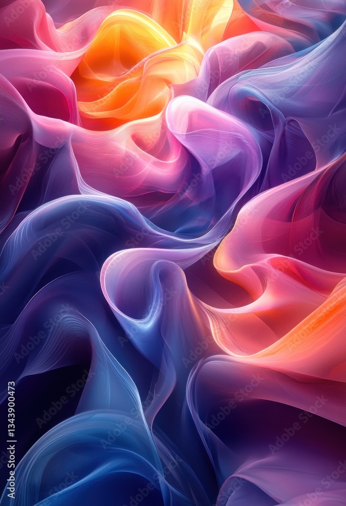 Fototapeta premium Dynamic Colorful Waves Pattern Illustration with Abstract Flowing Shapes and Gradient Textures for Modern Wallpaper Design