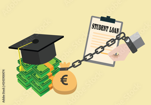 Student loan payment concept vector illustration. Education debt