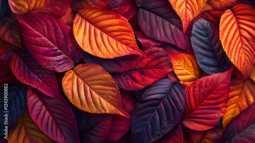 Wallpaper Mural Close-up of Colorful Fall Foliage with Rich Red Leaves Torontodigital.ca