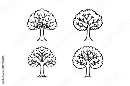 beech tree icon outline vector illustration